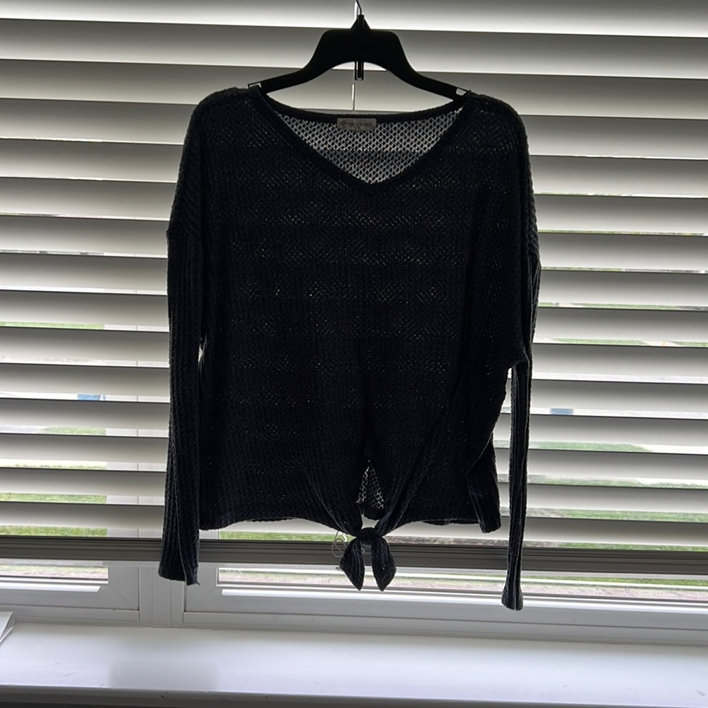 Navy blue sweater with tie